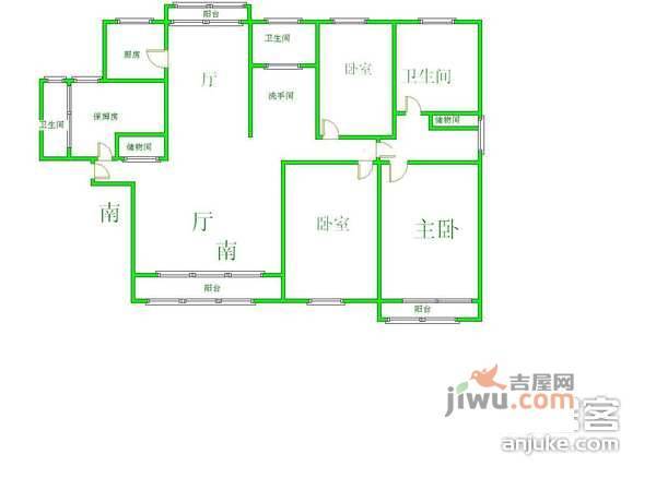 华盛大公馆3室2厅2卫159㎡户型图