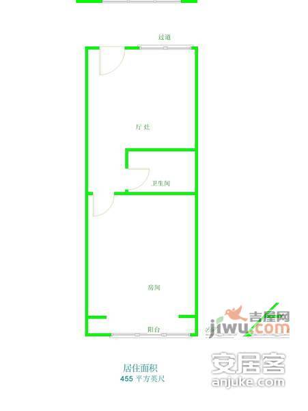 凉城一村1室1厅1卫68㎡户型图