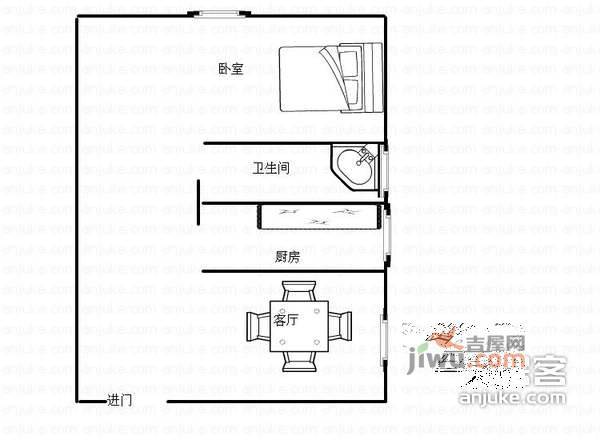 佳伟小区1室1厅1卫62㎡户型图