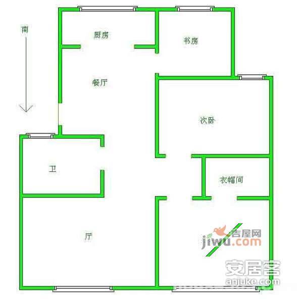 新海城3室2厅1卫122㎡户型图