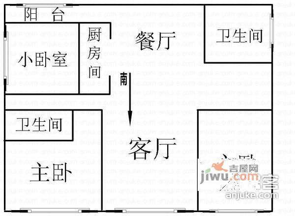 新海城3室2厅2卫130㎡户型图