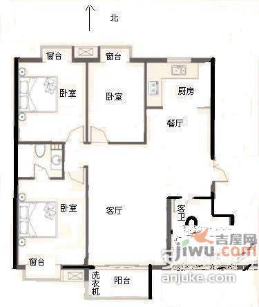 新海城2室2厅1卫120㎡户型图