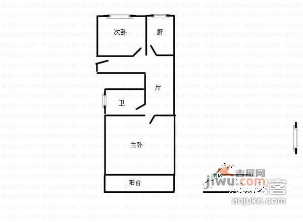 新北小区2室1厅1卫59㎡户型图