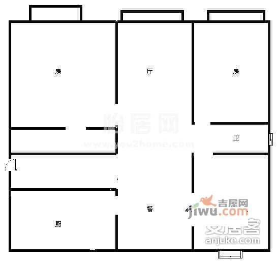 虹口东方公寓3室2厅2卫130㎡户型图