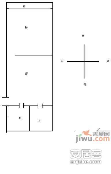 江杨家园1室1厅1卫户型图