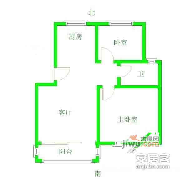 万峰二期2室2厅1卫89㎡户型图