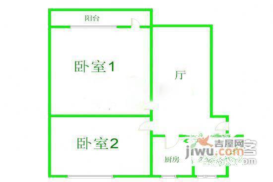 虹华大楼2室2厅1卫108㎡户型图