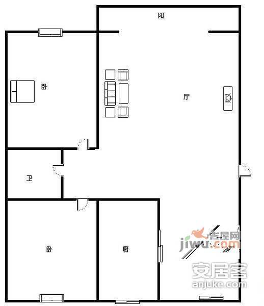 丰镇小区2室2厅1卫104㎡户型图