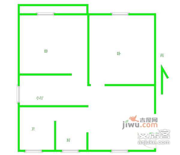 广中一村2室1厅1卫78㎡户型图