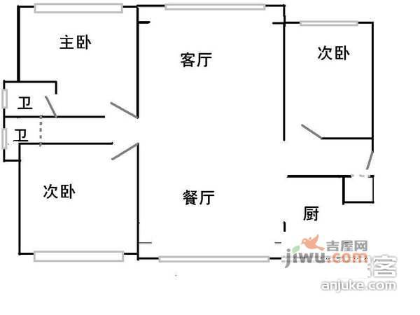 虹韵家园3室2厅2卫280㎡户型图