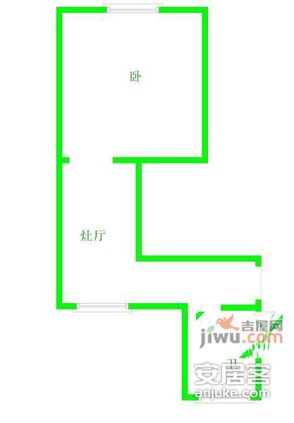 粤明村1室1厅1卫36㎡户型图