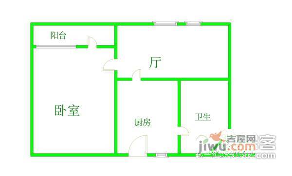 建机新村1室1厅1卫43㎡户型图