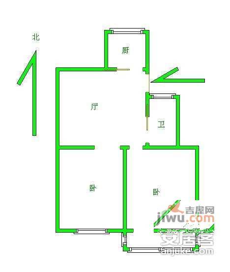 逸仙小区2室1厅1卫80㎡户型图