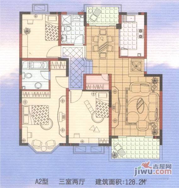 虹韵家园3室2厅1卫户型图