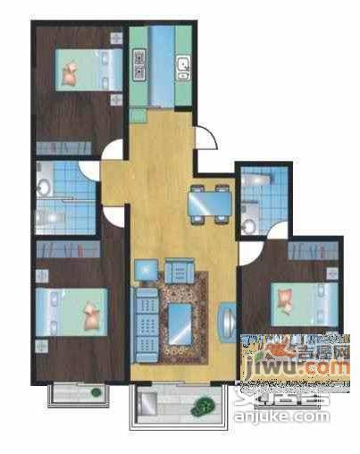 珊瑚苑3室2厅2卫168㎡户型图