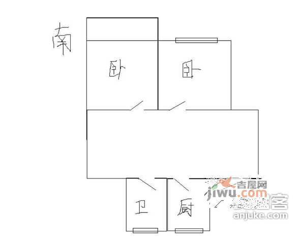 春满园公寓2室2厅1卫87㎡户型图