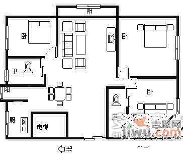 乾虹佳园3室2厅2卫106㎡户型图