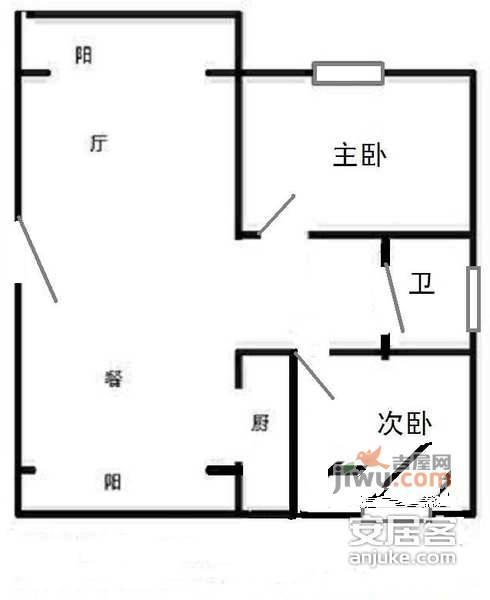 乾虹佳园2室2厅2卫105㎡户型图