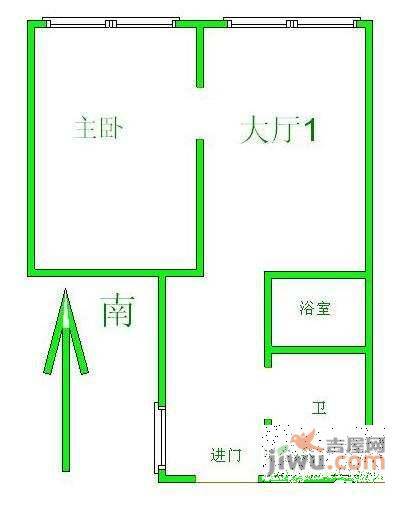 玉四花苑2室1厅1卫64㎡户型图