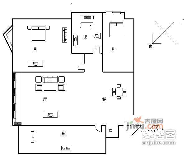 沪办大厦1室1厅1卫744㎡户型图