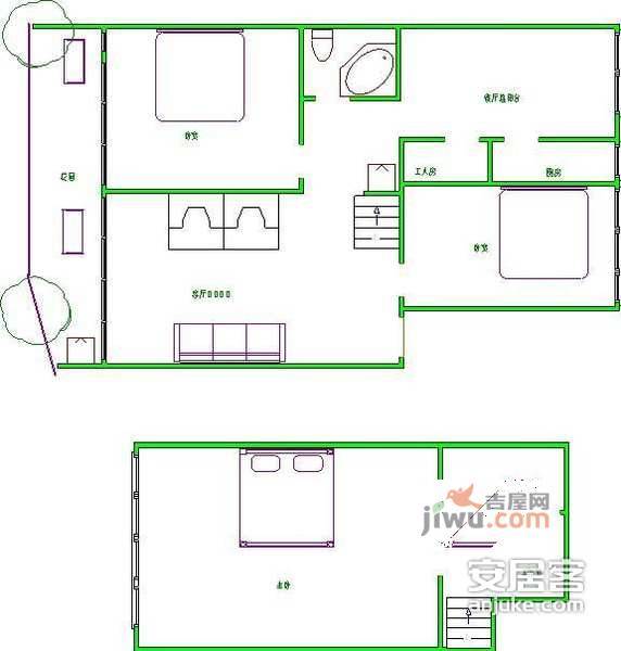 宏城公寓3室2厅2卫户型图