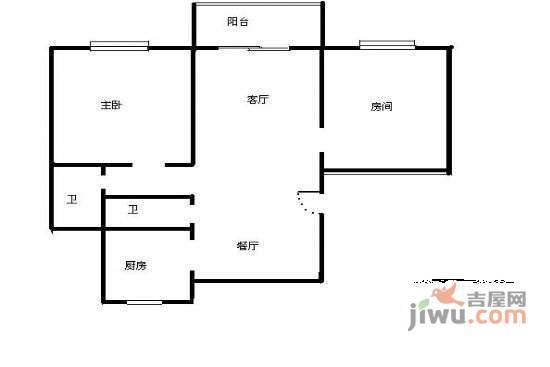 同鸣小区2室2厅1卫80㎡户型图