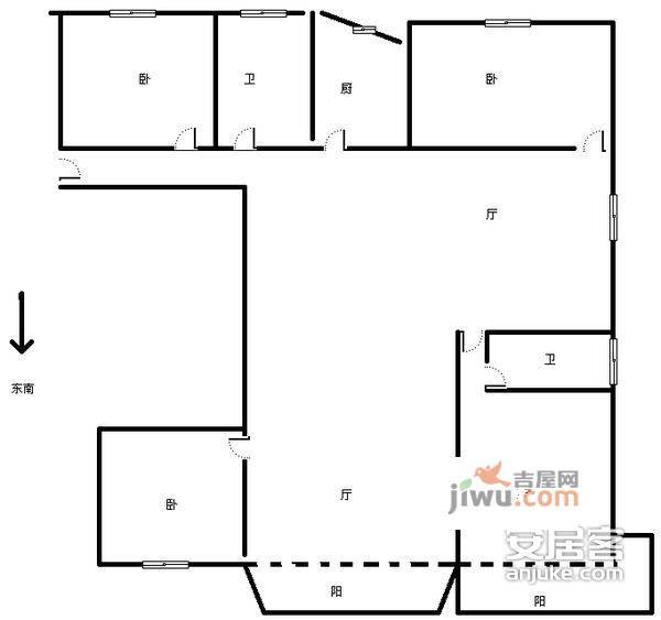 悦华小区4室2厅2卫167㎡户型图