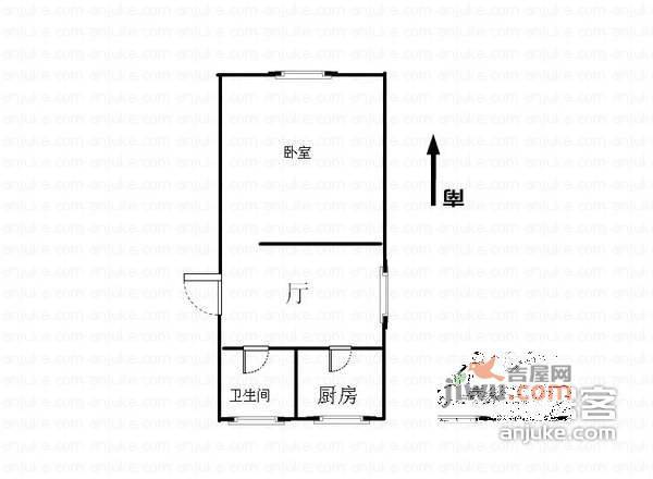 西南小区1室1厅1卫45㎡户型图