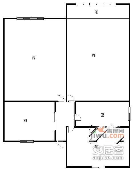 西南小区3室1厅1卫44㎡户型图