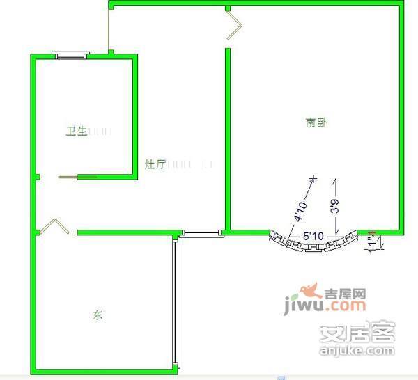 赤三小区2室0厅1卫59㎡户型图