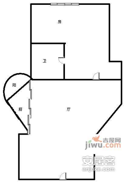 东渡名人大厦1室1厅1卫户型图