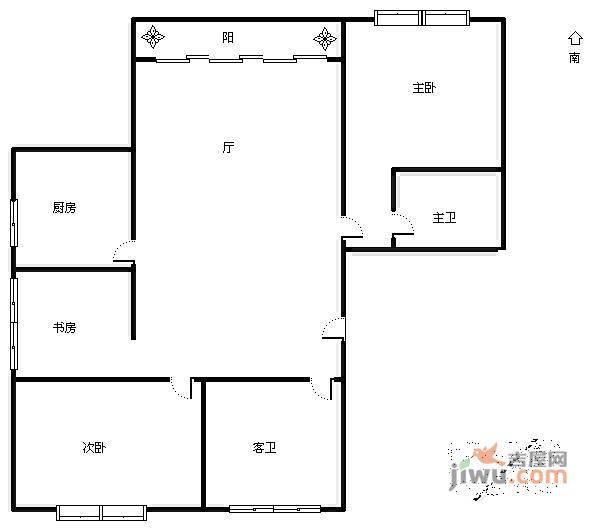 华虹公寓2室2厅2卫115㎡户型图