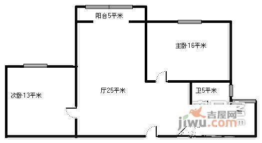 华虹公寓2室2厅1卫119㎡户型图