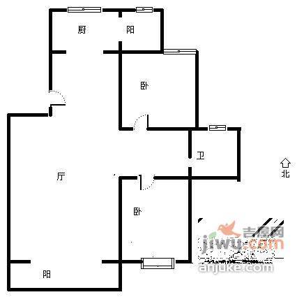 飘鹰东方花园2室2厅1卫118㎡户型图