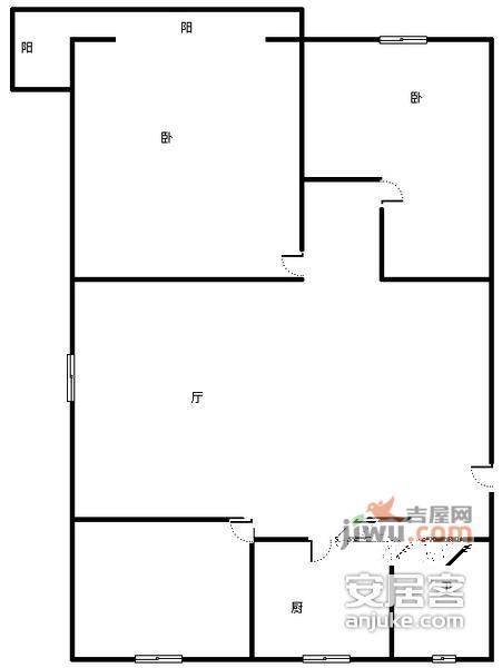 银联花园1室1厅1卫59㎡户型图