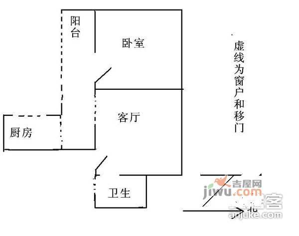 远洋新村2室0厅1卫47㎡户型图