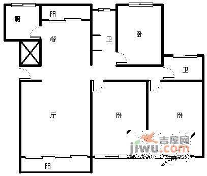 宇泰景苑3室2厅2卫169㎡户型图