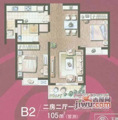 虹叶茗园2室2厅1卫116㎡户型图