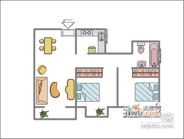 虹叶茗园2室2厅2卫118㎡户型图