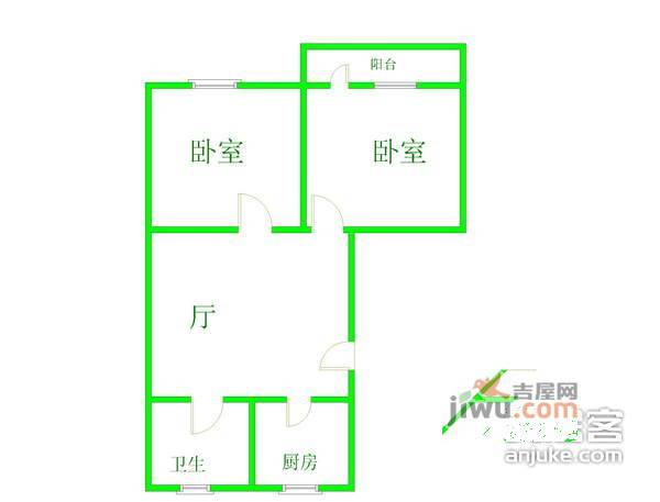 同乐村2室1厅1卫户型图