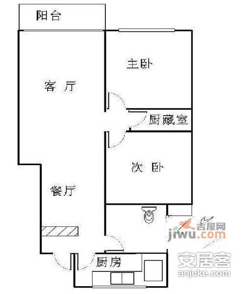 德华苑2室2厅1卫95㎡户型图