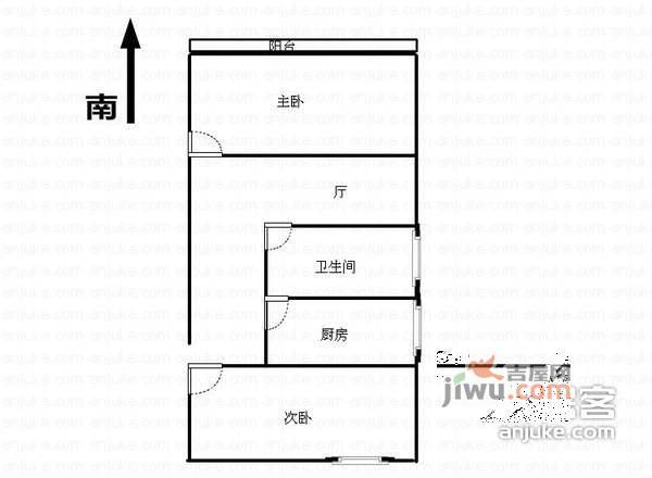 宝元小区2室1厅1卫74㎡户型图