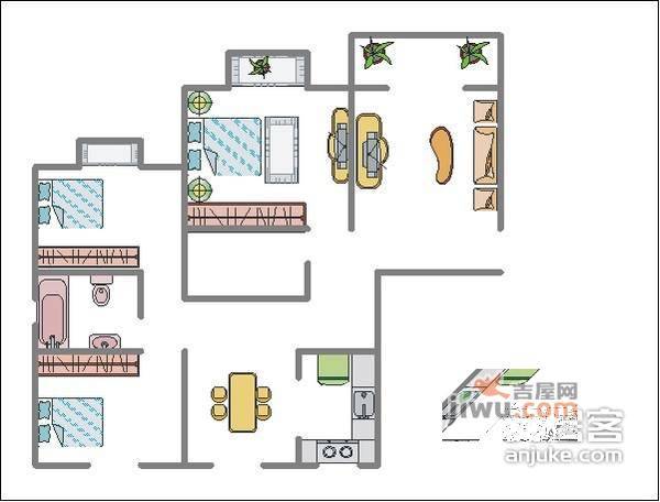 建玮公寓3室2厅2卫148㎡户型图
