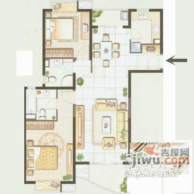 嘉宏紫薇园2室2厅2卫124㎡户型图