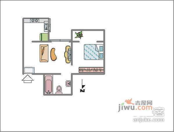 恒业公寓1室2厅1卫90㎡户型图