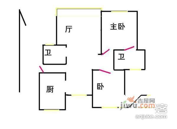 柳营公寓2室2厅1卫107㎡户型图