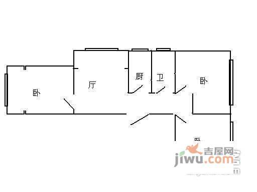 虬龙公寓3室2厅1卫97㎡户型图