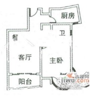 瑞虹新城1室2厅1卫85㎡户型图