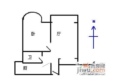 大上海紫金城1室2厅1卫80㎡户型图