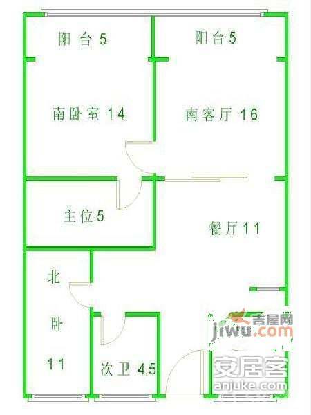 大上海紫金城2室2厅2卫113㎡户型图